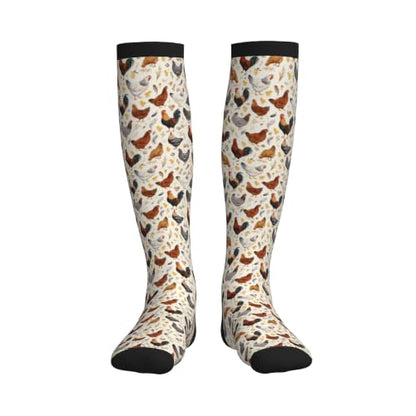 Compression Socks Women and Men 15-20mmHg-Circulation Support Socks for Athletic Running Cycling - color: Chicken