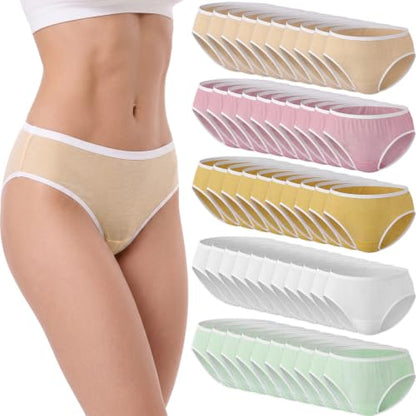50 Pcs Women Disposable Underwear Bulk Polyester Cotton Lady Briefs Panties