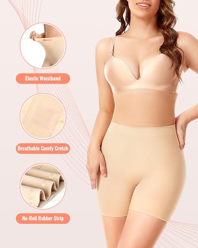 Tummy Control Shapewear Shorts Anti-Chafing Body Shaper - color: 2 Pack Black+nude, size: Small