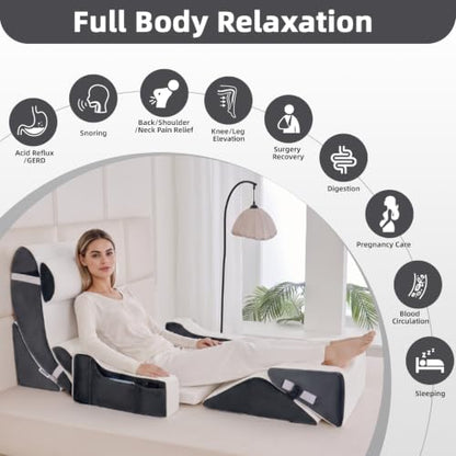 Wedge Pillow Set for After Surgery,White/Dark Grey,9PCS-23.2" - color: White/Dark Grey, size: 9PCS-23.2''
