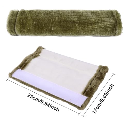 MOONET Universal Soft Faux Sheepskin Seatbelt Covers, 2 Pack (Olive) - color: Olive