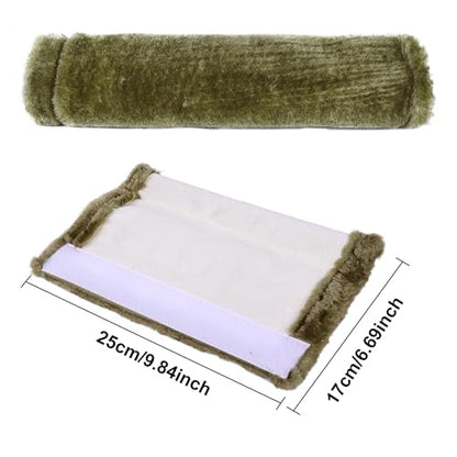 MOONET Universal Soft Faux Sheepskin Seatbelt Covers, 2 Pack (Olive) - color: Olive