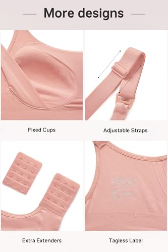 OUGES Cotton 2 Pack Nursing Bras Breastfeeding Seamless Maternity Sleep Bra - color: Black/Pink, size: X-Large