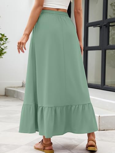 Heymoments High Waisted Maxi Skirts for Women with Pockets - color: A02-light Green, size: Large