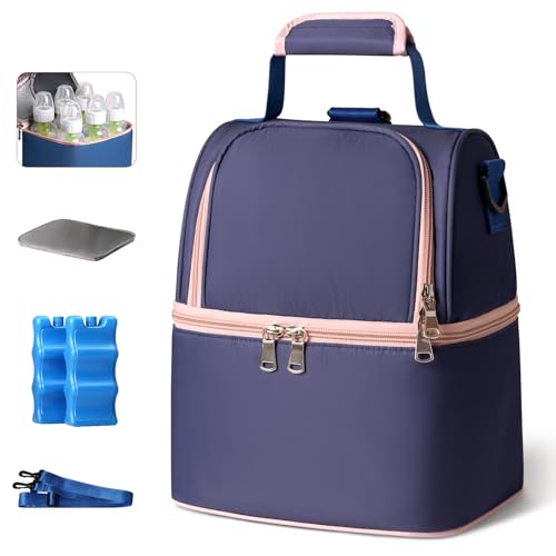 NCVI Breast Pump Backpack, Double Layer Removable, for Spectra/Medela - color: Purple