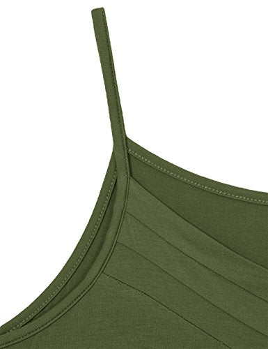 Viracy Women's Summer Button V Neck Pleated Spaghetti Strap Camisole Tank Tops (M-3XL) - color: Green, size: 3X-Large