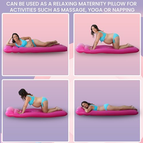 Inflatable Pregnancy Pool Float with Belly Hole – Full-Body Maternity Airbed for Ultimate Comfort – Pink Pregnancy Float for Relaxing Summer – Perfect Support for Baby Bump While Lounging or Swimming
