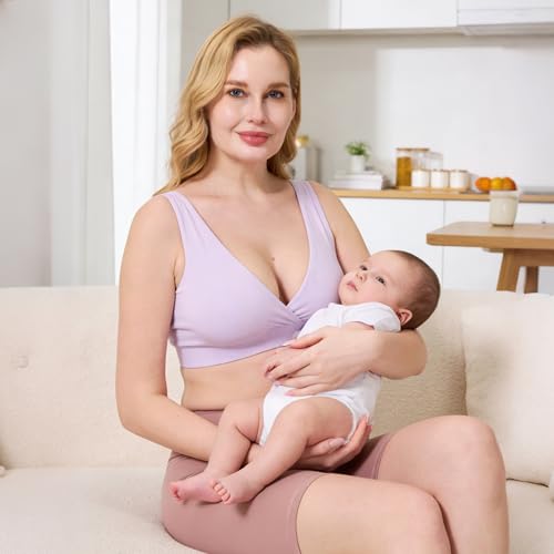 netdraw Buttery Soft Bamboo Viscose Nursing Seamless Sleep Bra - color: Purple, size: XX-Large