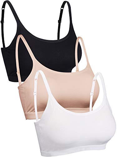 Blulu 3/6/12 Pack Camisole Bra Wireless Bralette - color: Black White Nude, size: Medium