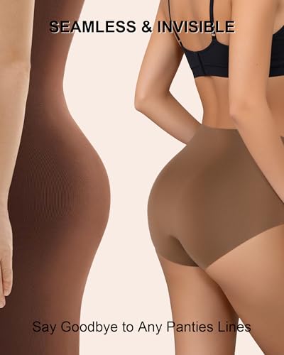 5 Pack Seamless Underwear for Women High Waisted Postpartum Underwear Full Coverage No Show Breathable Stretchy Briefs - color: Multicoloured a, size: XX-Large