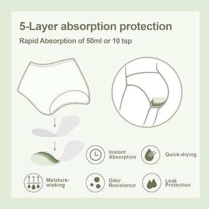 BATTEWA 50ml Incontinence Underwear for Women Leak Proof Panties 5color 4XL