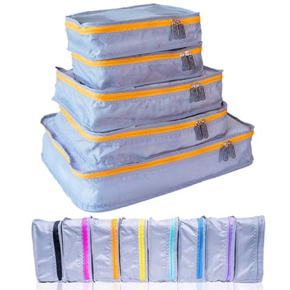 MUMI Packing Cubes Set of 5 - Mesh-Top Luggage Organizers, Orange - color: orange