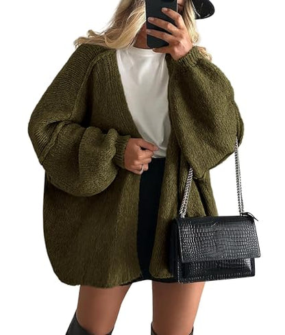 PRETTYGARDEN Womens Open Front Oversized Cardigan Sweaters - color: Army Green, size: X-Small