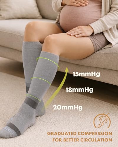 Thick Soft Cotton Compression Socks - color: Black and Grey Geometric, size: Small-Medium