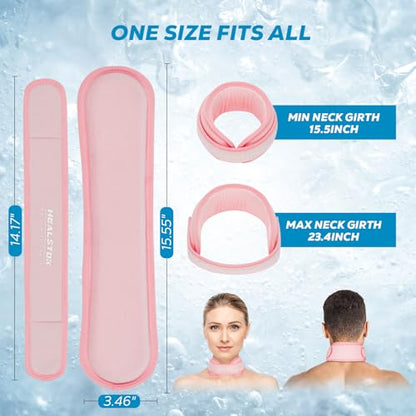 Neck Ice Pack Wrap, Reusable Cold/Hot Gel for Neck Pain, Pink - color: Pink