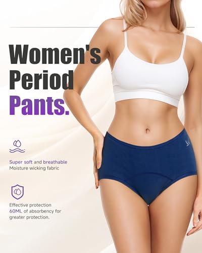 TANSTC Period Underwear for Women Heavy Flow - color: Black Blue Grey, size: Large