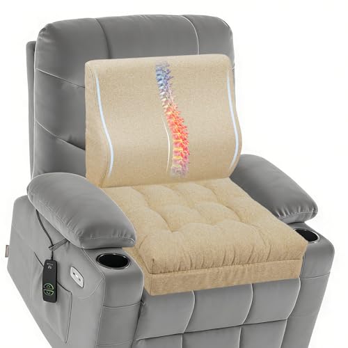 baibu Memory Foam Recliner Cushion with Lumbar Pillow, 20 x 20 x 5 in,Beige - color: Beige
