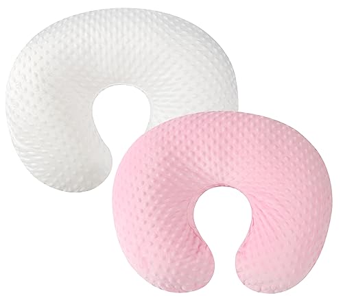 Dot Nursing Pillow Cover Set 2 Pack Compatible with Boppy Pillow - color: White & Pink