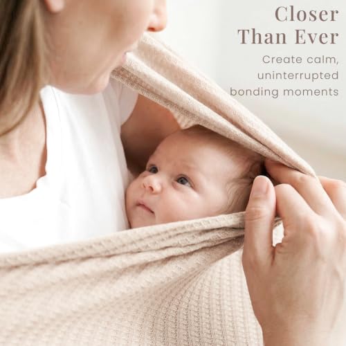 Konssy Nursing Cover for Breastfeeding, Soft Breathable Privacy Poncho - color: Beige