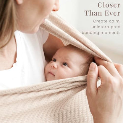 Konssy Nursing Cover for Breastfeeding, Soft Breathable Privacy Poncho - color: Beige