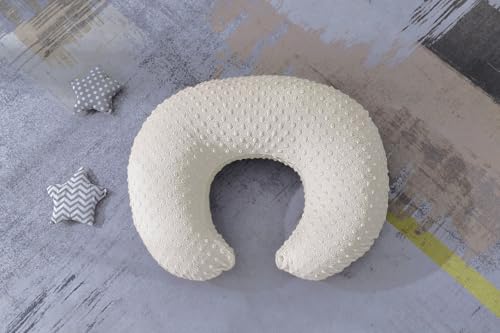 Dots Nursing Pillow Cover, Plush Breastfeeding Pillow Case - color: Sand