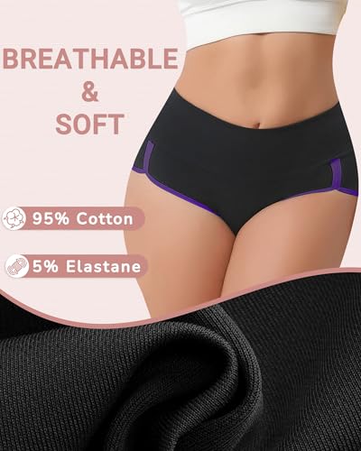 Women's Cotton Underwear Tummy Control Ladies Panties 4 Pack - size: Small