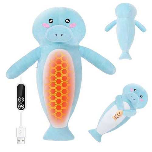Manatee Heating Pad Plush, USB Electric Ocean Animal Warmer for Women - color: Light Blue Manatee Heating Pad