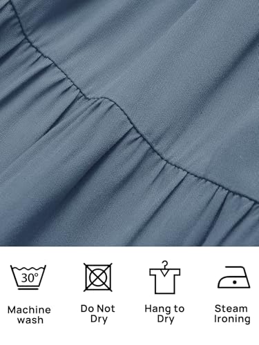 CzzzyL Women's Nursing Dress Flutter Sleeve Crew Neck Smocked Midi Pockets - color: Blue, size: Medium
