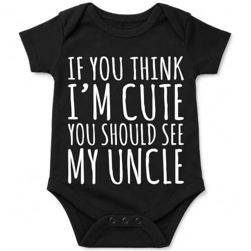 AW Fashions If You Think I'm Cute You Should See My Uncle - Baby Bodysuit - color: Black, size: 12 Months