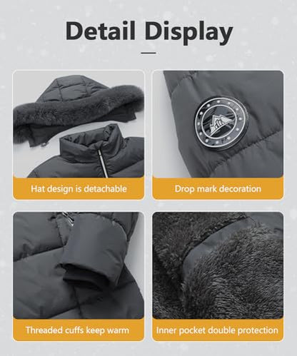 Women's Long Warm Winter Puffer Jacket Lightweight Fashions Down Coats - color: Dark Grey, size: Small