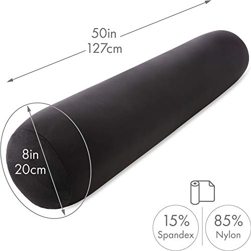 Microbead Body Pillow Full Size, Side Sleeping & Pregnancy, 48x8 in, Black - color: Black, size: Pillow & Cover