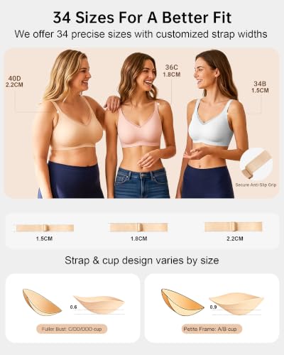 As Fairy Wireless Seamless Jelly Support Full Coverage Bra with V Mesh Neck - color: Grey-mesh, size: 38C