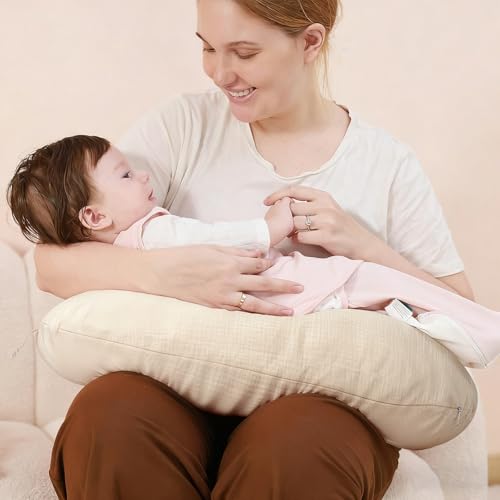 FUNUPUP Muslin Nursing Pillow Cover Replacement, Beige & Plaid - color: Beige&plaid