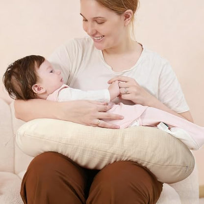 FUNUPUP Muslin Nursing Pillow Cover Replacement, Beige & Plaid - color: Beige&plaid