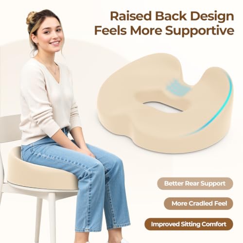 Donut Pillow Seat Cushion Memory Foam Lifting Cushions, Khaki - color: Khaki