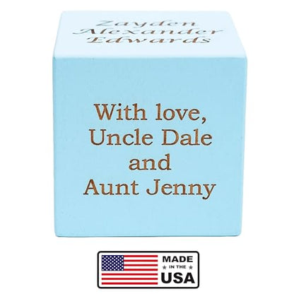 Personalized Baby Birth Block, Custom Newborn Keepsake Gift, Made in USA - color: Blue, size: 2"