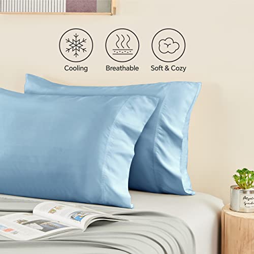 BEDELITE Pillow Cases Standard Size 2Pcs, Rayon Derived from Bamboo, Blue - color: Blue, size: 2 Pack Standard（20"X 26"）