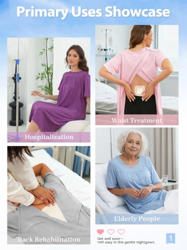 Hospital Gowns for Women Open Back with Snaps - color: Navy Blue, size: Small