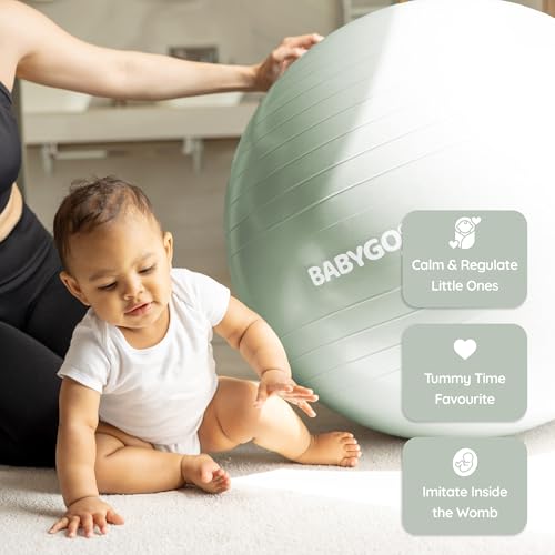 BABYGO Birthing Ball, Pregnancy & Labor, Award Winning Book - color: Sage, size: 75cm - Manual