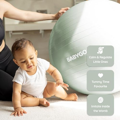 BABYGO Birthing Ball, Pregnancy & Labor, Award Winning Book - color: Sage, size: 75cm - Manual