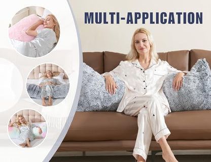 WSOFRLAC Fluffy Full Body Pillow, Long Pillow for Sleeping,Light Gray 20x54 - color: Light Grey