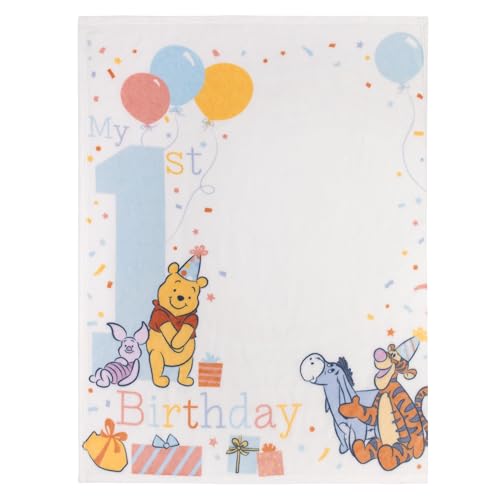 NoJo Disney Winnie The Pooh My 1st Birthday Multi-Colored Piglet, Tigger, and Eeyore Super Soft Photo Op Baby Blanket - color: Winnie the Pooh - Multi-colored
