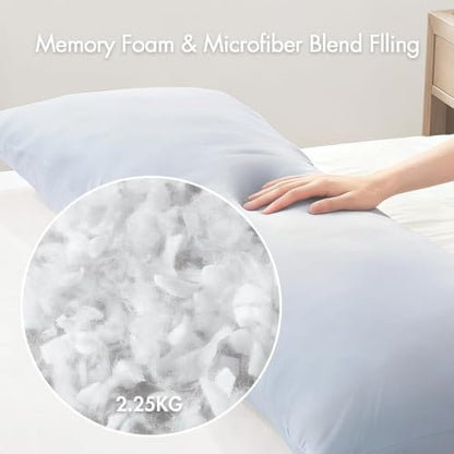 Madison Park Cooling Body Pillow for Side Sleeper & Adult 20"x 54" Blue - color: Blue