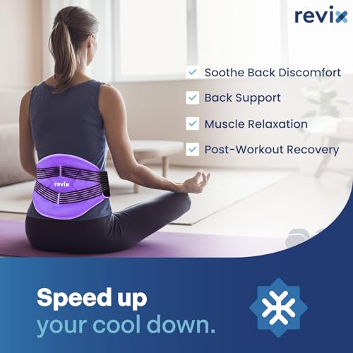 REVIX Lower Back Ice Pack Wrap with Dual Compression Straps, Purple - color: Purple