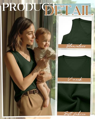 3 Pack Women's Waffle Nursing Tank Tops - color: Black, Army Green, Coffee, size: Large
