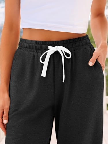 AUTOMET Women's High Waisted Lounge Sweatpants Jogger Pants with Pockets - color: Black, size: Medium