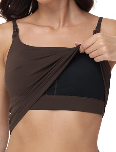 Foucome Nursing Tank Tops for Breastfeeding - color: Brown, size: XX-Large