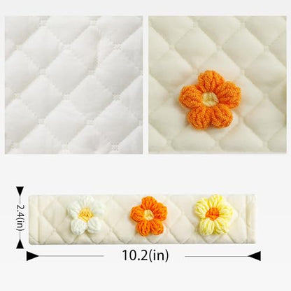 Amooca 2-Pack Braid Pattern Seat Belt Covers Shoulder Pads for Car & Bag - color: Yellow Orange White Flower