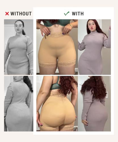FeelinGirl Butt Lifter Panties Shapewear Tummy Control Body Shaper Shorts - color: Khaki, size: 3X-Large