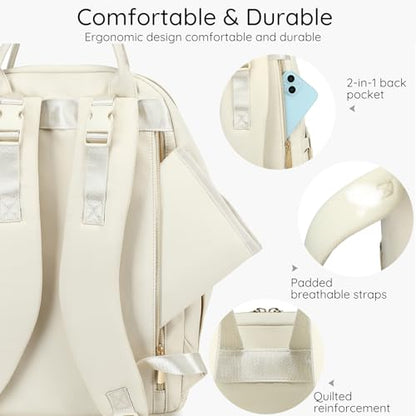 AIJIEKE Diaper Bag Backpack, Large Multi-functional Diaper Backpack, Beige - color: Beige
